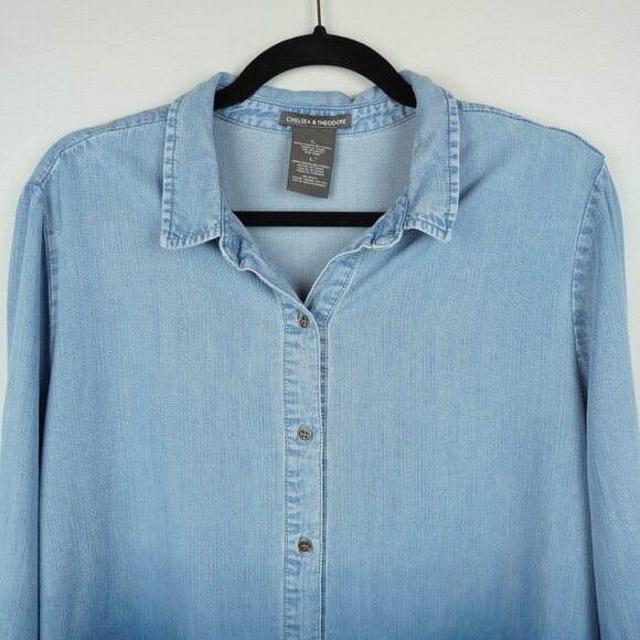 Chelsea & Theodore Blue Ombre Shirt Size Large - Picture 4 of 10